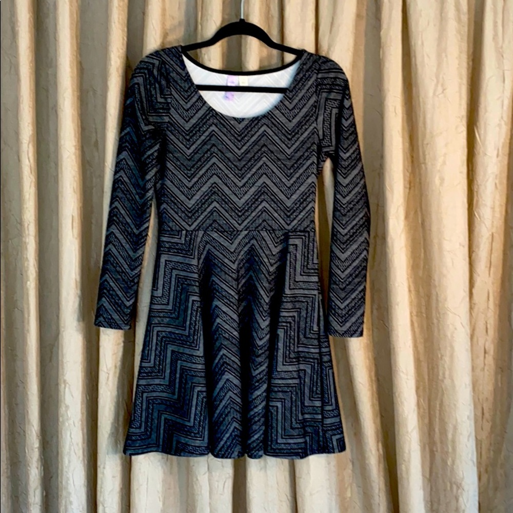 Gray and Black Long Sleeve Dress